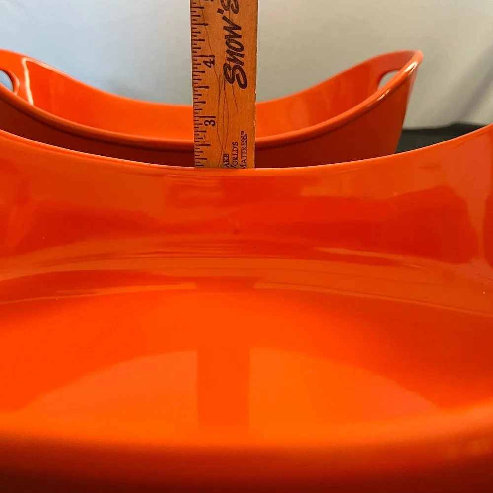Rachael Ray Orange Stoneware Au Gratin Baker Set 1.25 Qt & 2.25 Qt G014 Oval